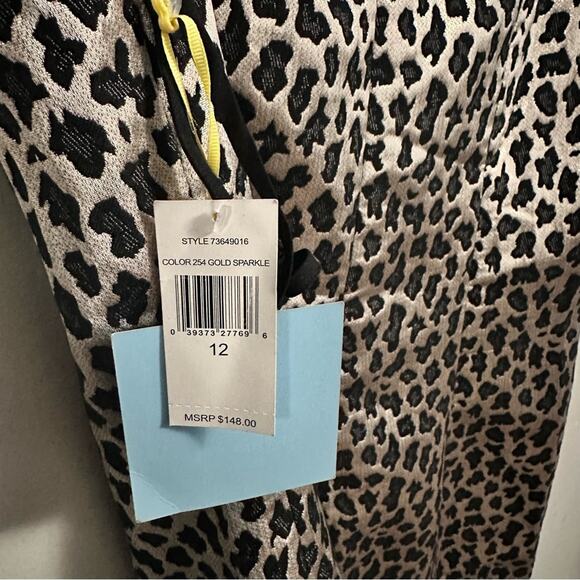 CeCe by Cynthia Steffe Leopard Print V-Neck Mini Dress Gold Black Women 12 New - Picture 6 of 7